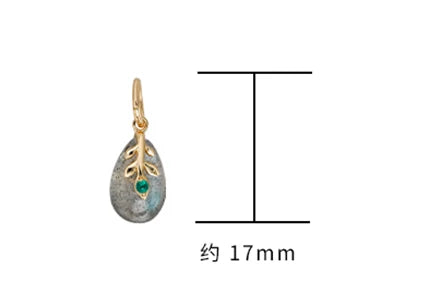 925 Sterling Silver 14K Gold Plated Gemstone Grape Type Leaf Labradorite Necklace