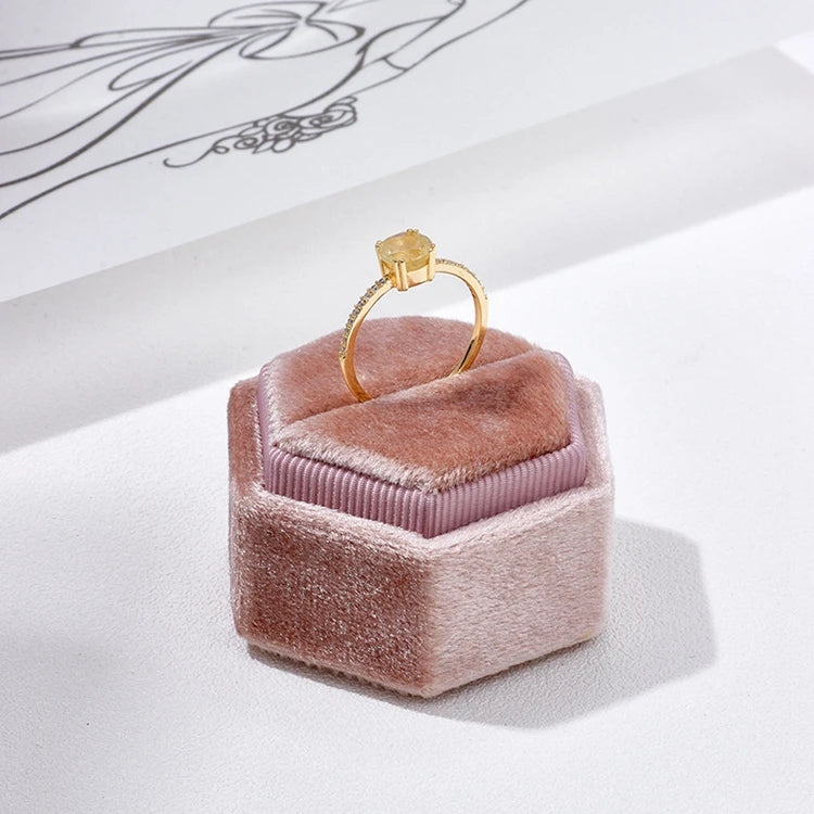 Emotional Factory 925 Sterling Silver 14K Gold Plated Gemstone Blonde Crystal Zircon 6Mm Ring