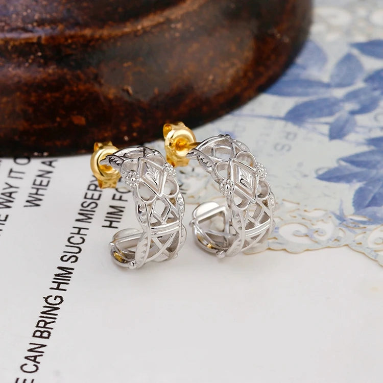 Emotional Factory 925 Sterling Silver 14K Gold Plated Layered Two-Colour Plating Hollow Ring Colour Separation C Earrings