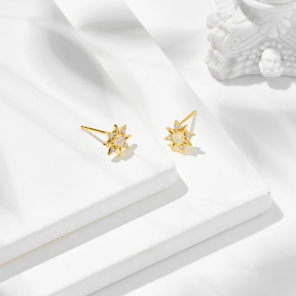 Gem Retro Natural Opal Vintage Earring Mans Star Necklace