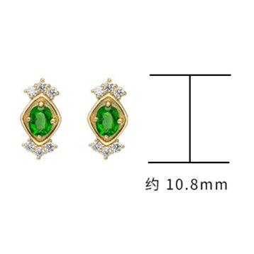 Emotional  925 Sterling Silver 14K Gold Plated Gem Stone Gemstone Hollow Geometric Square Retro Cz Zircon Diopside Earrings
