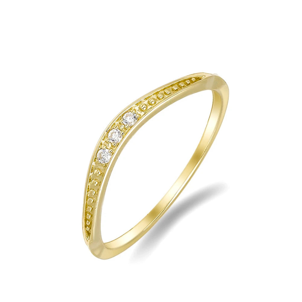 Emotional Factory 925 Sterling Silver 14K Gold Plated Gem Stone Gemstone Cz Zircon Wave Multi-Layered Zirconia Thin Ring