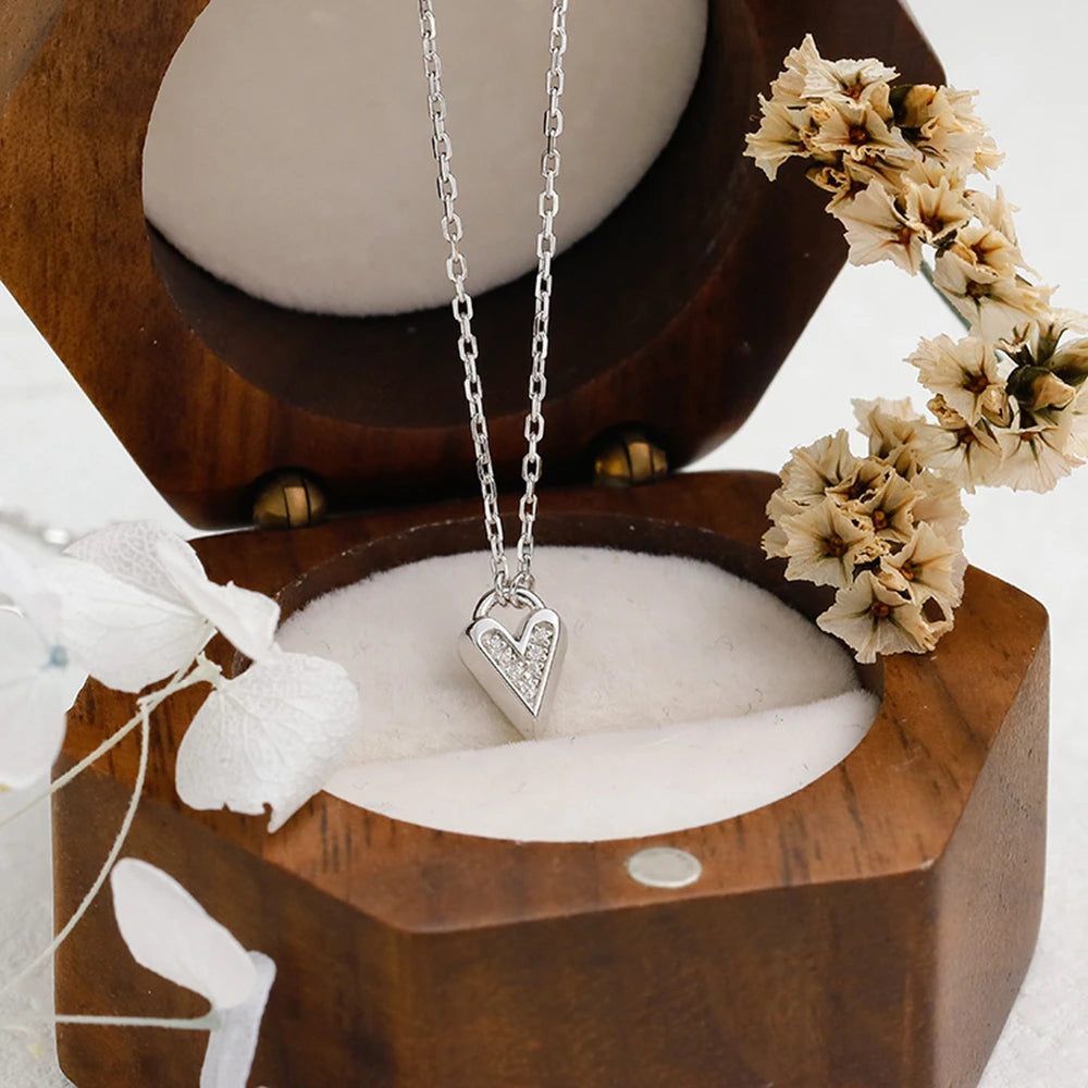 Emotional Factory 925 Sterling Silver 14K Gold Plated Cz Zircon Micro-Set Pendant Peach Heart Necklace