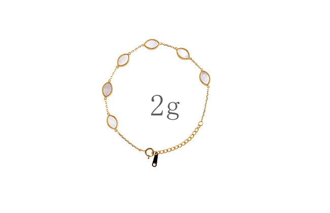 Emotional Pulsera De Oro Factory 925 Sterling Silver 14K Gold Plated Gemstone Simpler 7*5Mm White Shell Bracelet