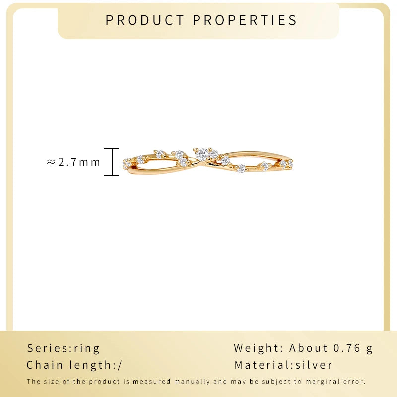 Wholesale Elegant 925 Silver Gold-Plated Zircon Ring, Delicate Thread Design for Women's Jewelry