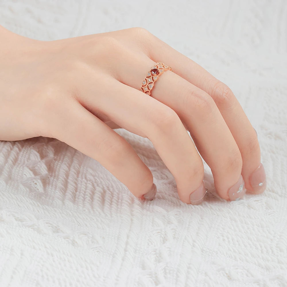 Adjustable Love Red Garnet Lace Ring