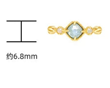 Emotional Anel Personalizado Factory 925 Sterling Silver 14K Gold Plated Gemstones Labradorite Tenebrae Geometric Square Ring