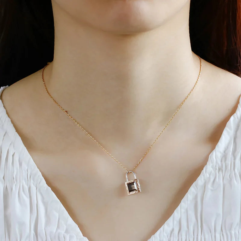 Emotional 925 Sterling Silver 14K Gold Plated Gemstone Can Be Opened With Color-Separated Tea Crystal Lock Lockets Pendant