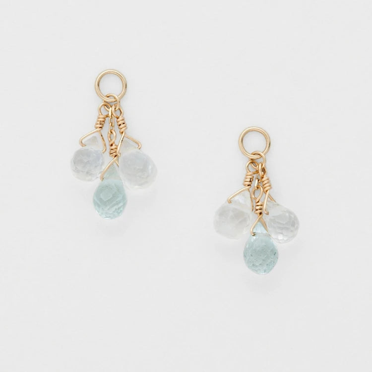 Emotional Factory 925 Sterling Silver 14K Gold Plated Gemstone Bead Pendant Blue topaz Stone Earrings