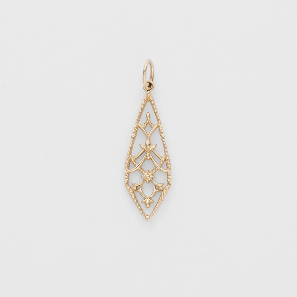 Emotional Factory 925 Sterling Silver 14K Gold Plated Gem Stone Gemstone Lace Hollow Rhombus Window Flower Pendant