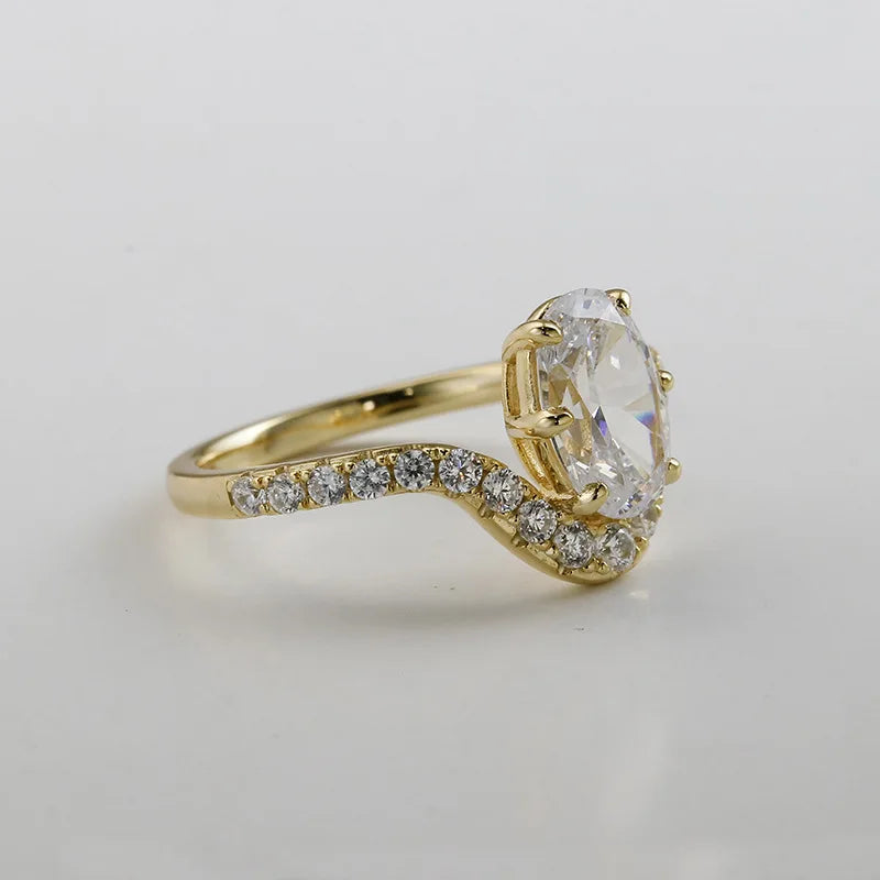 Emotional Factory 925 Sterling Silver 14K Gold Plated Gemstone Cz Zircon High-Carbon Diamonds U Shaped Ring