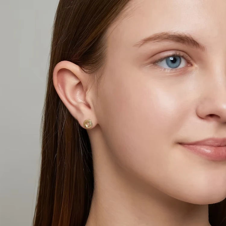 Emotional Factory 925 Sterling Silver 14K Gold Plated Retro Vintage Feather Circle Round Hollow Earrings