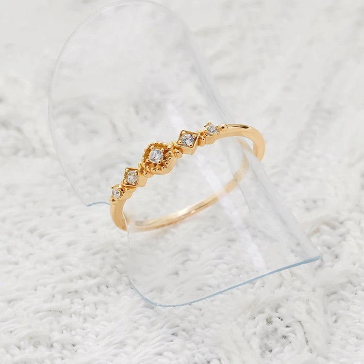 Emotional Factory 925 Sterling Silver 14K Gold Plated Gemstone Retro Vintage Cz Zircon Simple Geometric Matching Ring