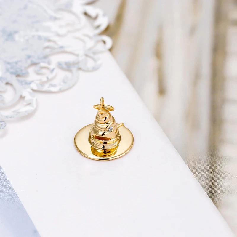 Pendant Awakening Magic Hat Shape Necklace Jewelry 925 Sterling Silver Birthday Gift Can Be Worn by Men and Women Gold Plated