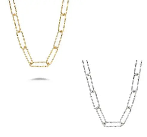 Emotional Factory 925 Sterling Silver 14K Gold Plated Layering Style Glitter Chain Necklace