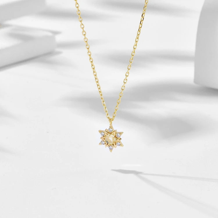 925 Sterling Silver 14K Gold Plated Gemstone Retro Natural Opal Vintage Mans Star Necklace