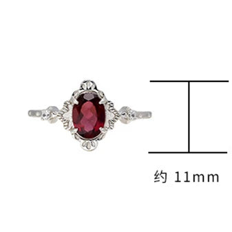 Emotional Factory 925 Sterling Silver 14K Gold Plated Gem Stone Gemstone Big Stone Vintage Oval Cz Zircon Rose Garnet Ring