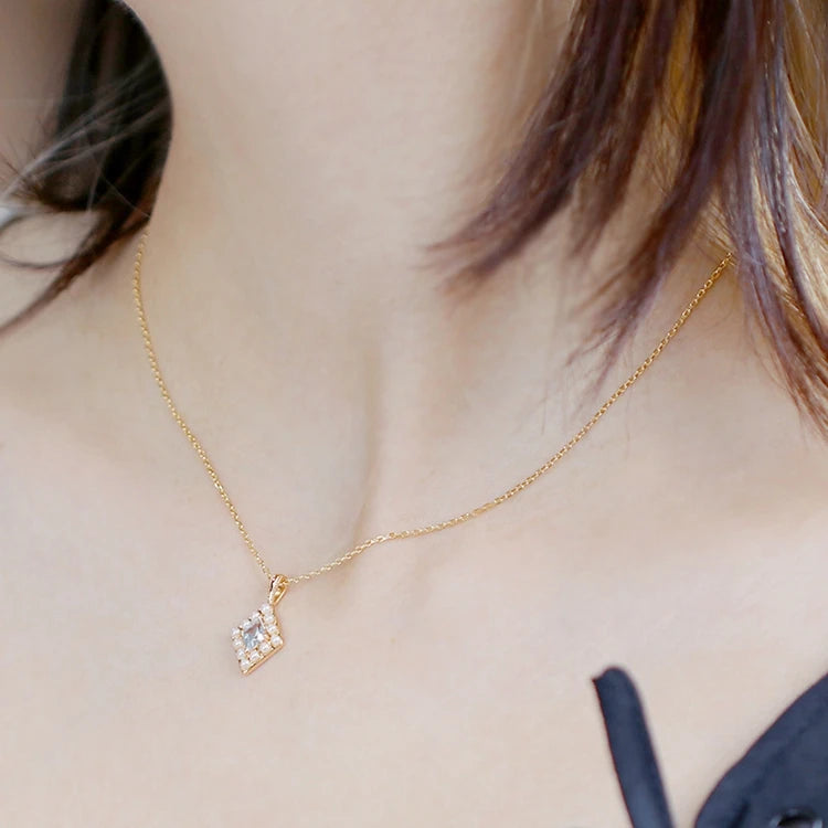 Emotional Factory 925 Sterling Silver 14K Gold Plated Gemstone Pearl Diamond Sky Blue Topaz Pendant