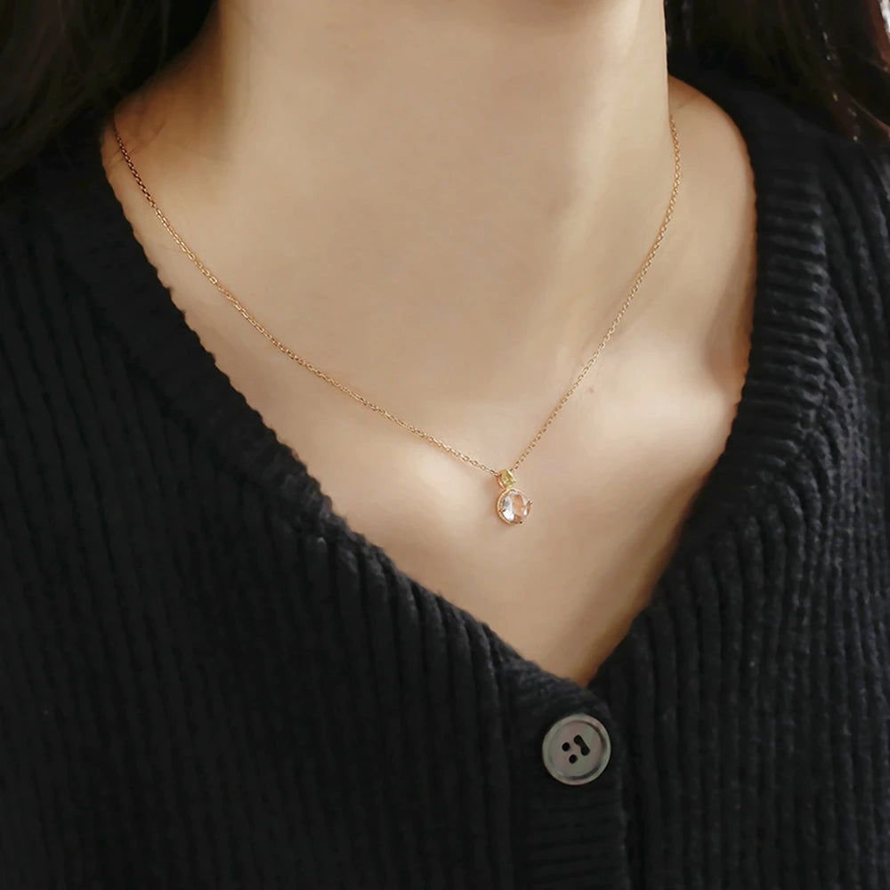 Round Stone Peridot Green Amethyst Necklace