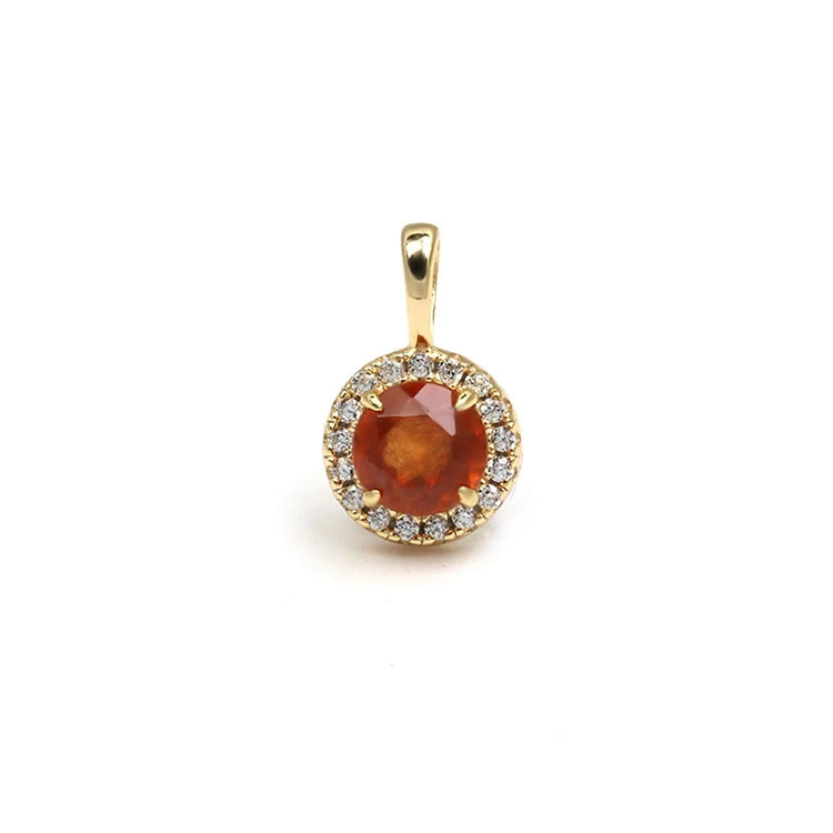 Emotional Factory 925 Sterling Silver 14K Gold Plated Gemstone Natural Red Garnet Pattern Zircon Pendant