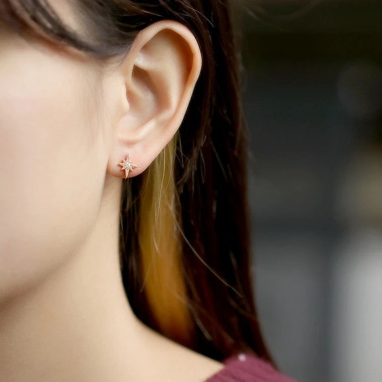 Emotional Factory 925 Sterling Silver 14K Gold Plated Moon 8 Star Earrings