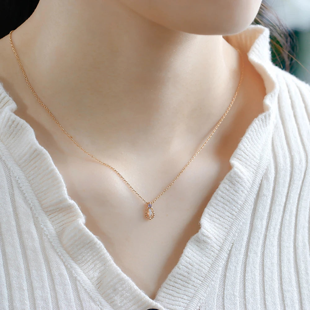 Bohemian Big Geometric Drop African Opal Necklace