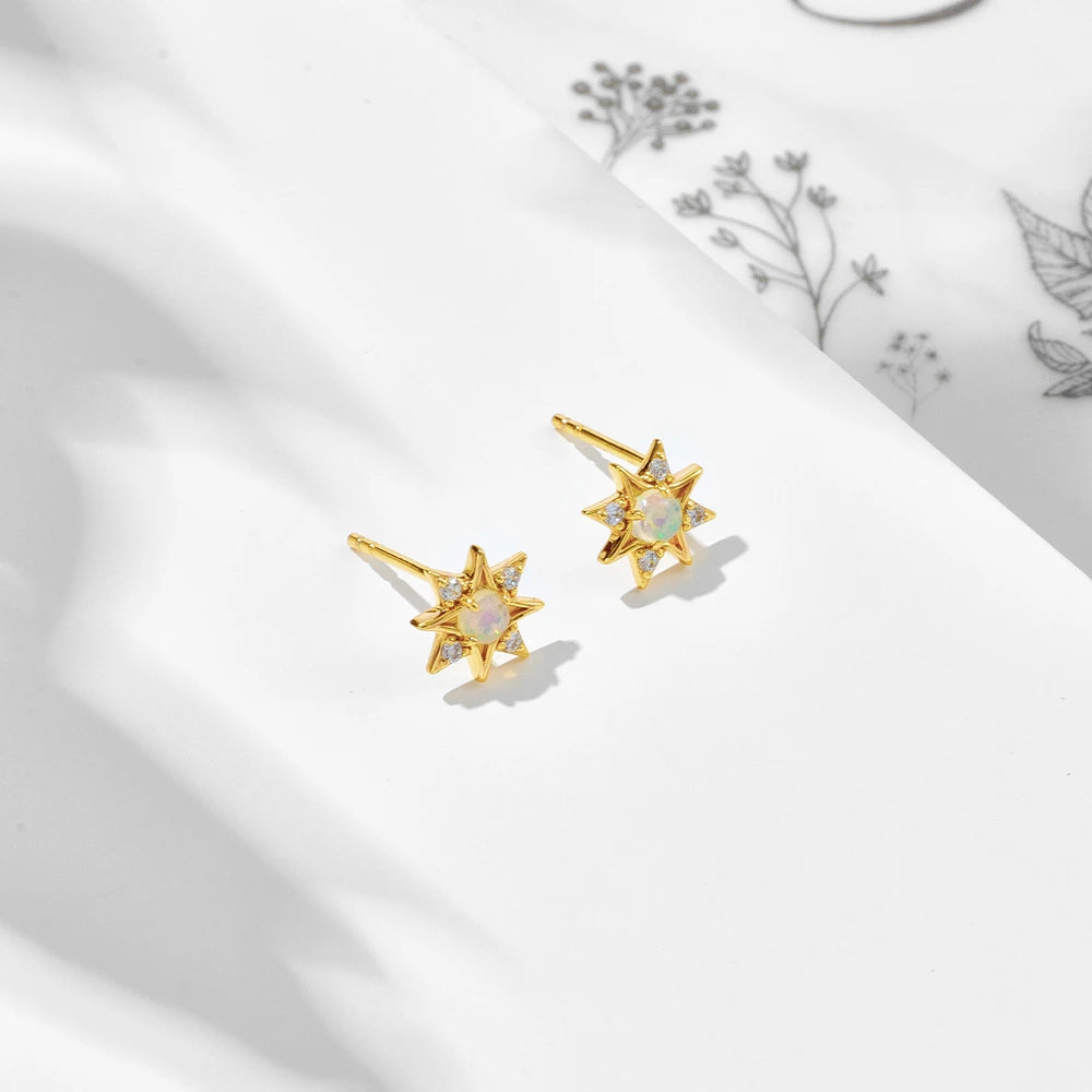 Gem Retro Natural Opal Vintage Earring Mans Star Necklace