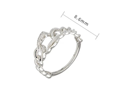 Emotional Factory 925 Sterling Silver 14K White Gold Plated Gemstone Irregular Chain Love Hollow Ring