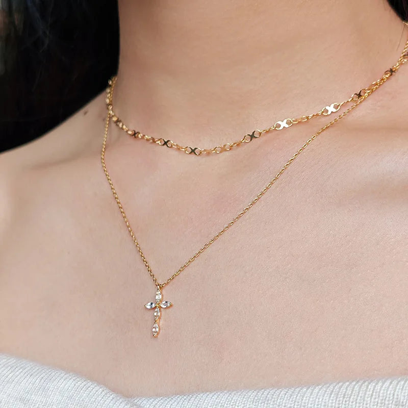 Emotional Factory 925 Sterling Silver 14K Gold Plated 8-Shaped Infinity Stacking Chain Necklace