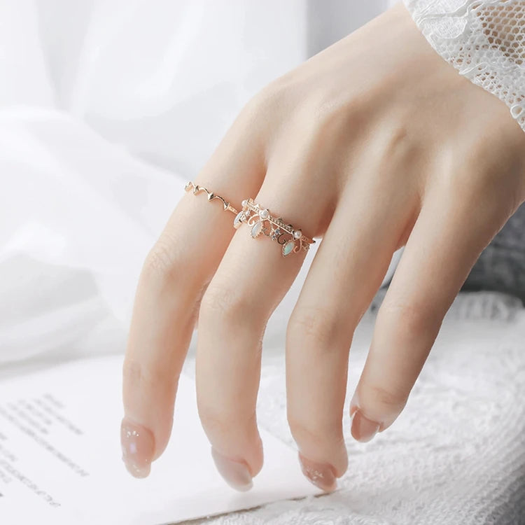 Emotional Factory 925 Sterling Silver 14K Gold Plated Gemstone Vintage Pearls Crown Opal Combination Ring