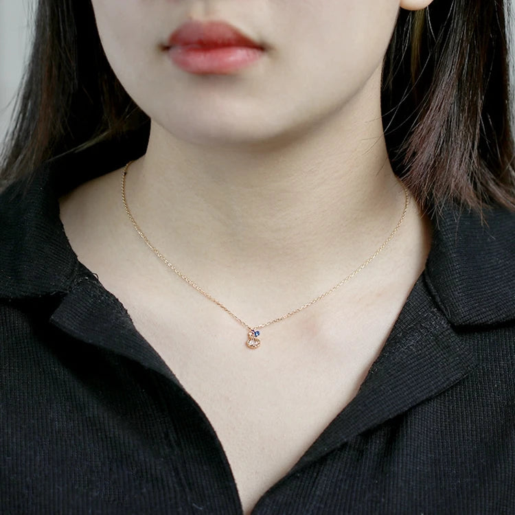 Emotional Factory 925 Sterling Silver 14K Gold Plated Gemstone Blue Spinel Birdcage Cage Small Shells Necklace