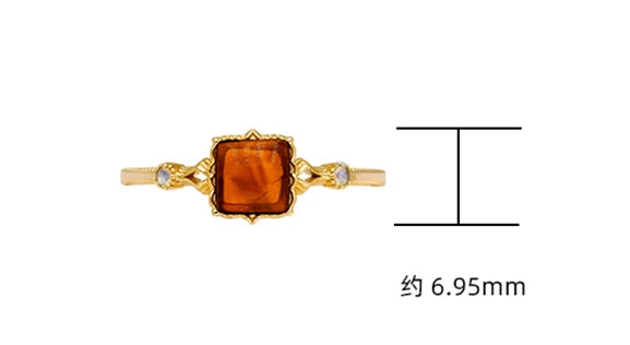 925 Sterling Silver 14K Gold Plated Gemstone Vintage Courtly Style Ring Opal  Artificial Amber Rings