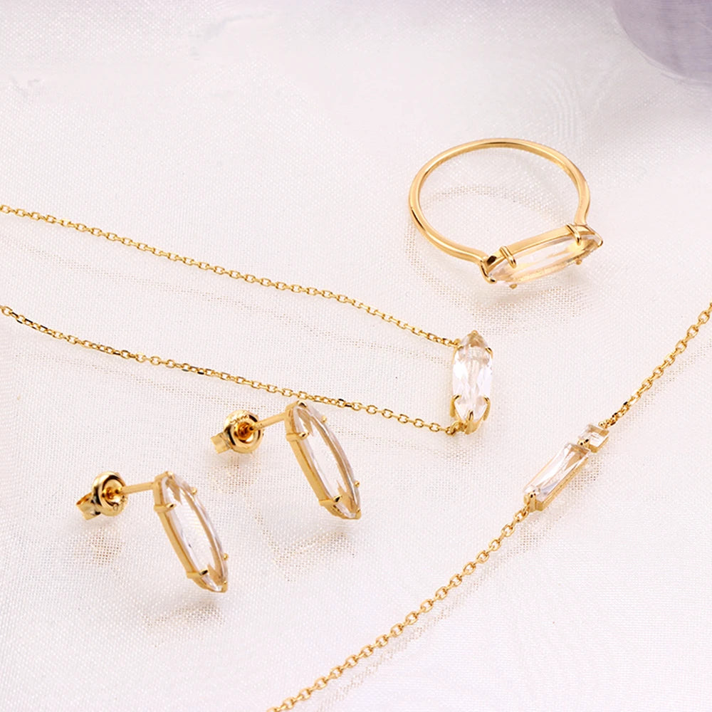 Minimalist Geometry Natural White Crystal  Rock Crystal Bracelets