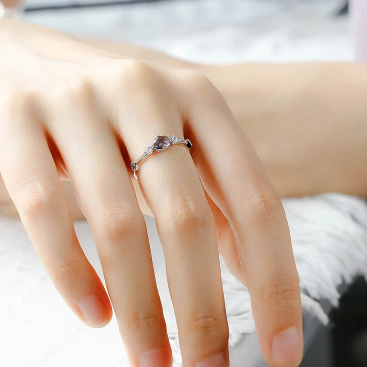 Emotional Factory 925 Sterling Silver 14K Gold Plated Gemstone Zircon Blue Corundum Cordierite Iolite Dichroite Ring