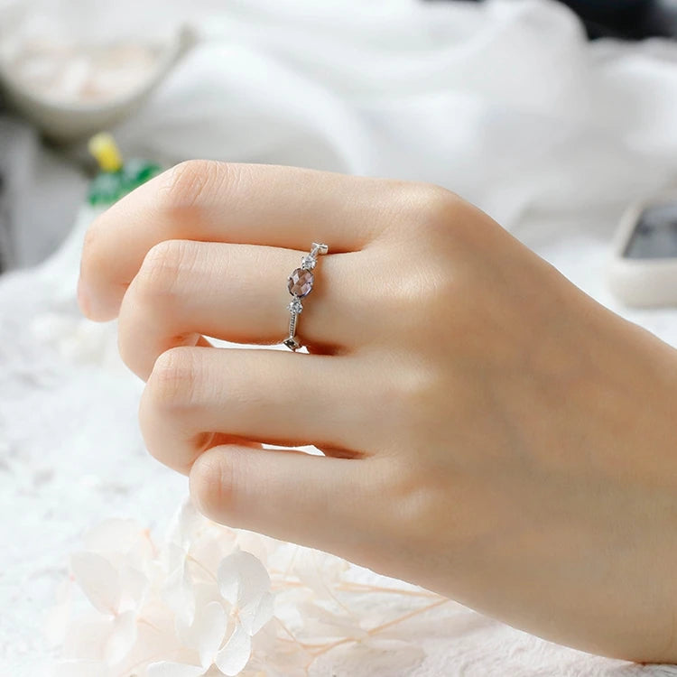 Emotional Factory 925 Sterling Silver 14K Gold Plated Gemstone Zircon Blue Corundum Cordierite Iolite Dichroite Ring