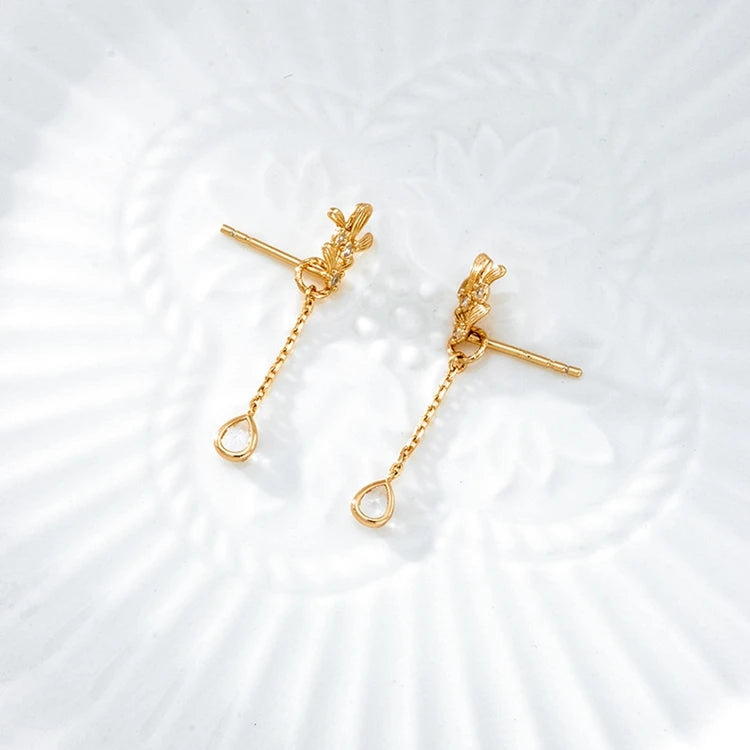 Emotional Factory 925 Sterling Silver 14K Gold Plated Gemstone Personality Drop Detachable Earrings