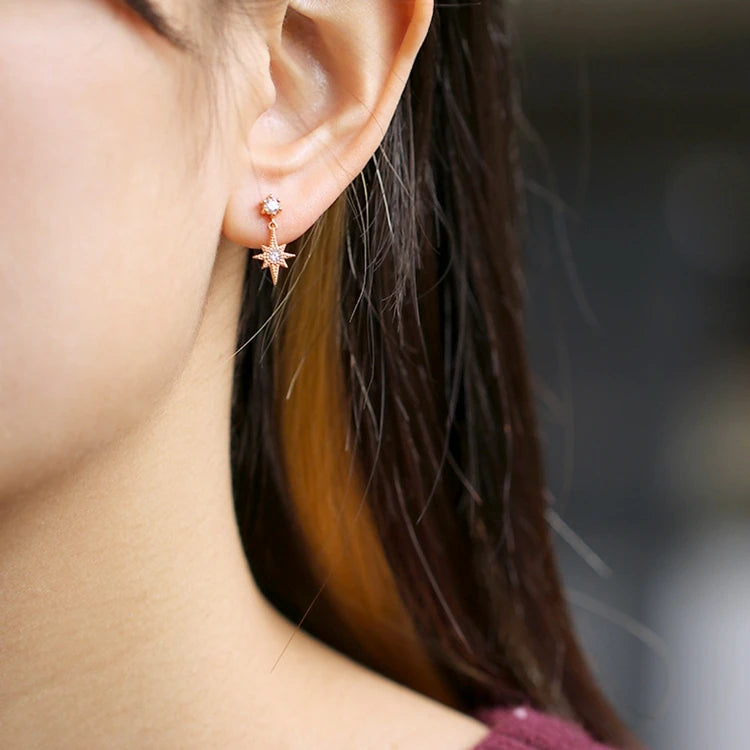 Emotional Factory 925 Sterling Silver 14K Gold Plated Gemstone 8 Mansard Pearl Zircon Long and Short Earrings