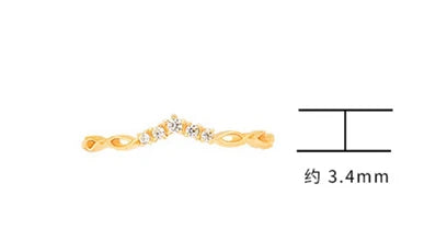 Emotional Factory 925 Sterling Silver 14K Gold Plated Cz Zircon Niche Geometric Cutout V Signet Ring