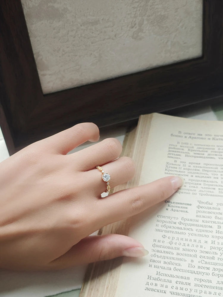 Emotional Factory 925 Sterling Silver 14K Gold Plated Gemstone Middle Ages Vintage Style Cz Zircon Moissanite Ring