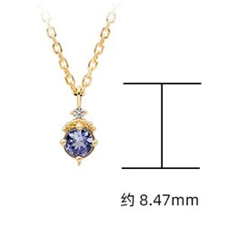 Emotional Factory 925 Sterling Silver 14K Gold Plated Gemstone Zircon Beaded Crown Tanzanite Necklace