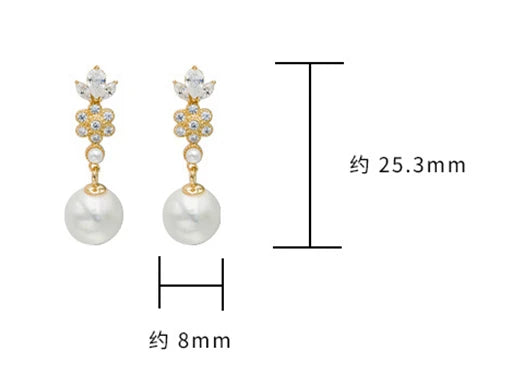 Emotional Factory 925 Sterling Silver 14K Gold Plated Gem Stone Gemstone Cz Zircon Flower Pearl Earrings