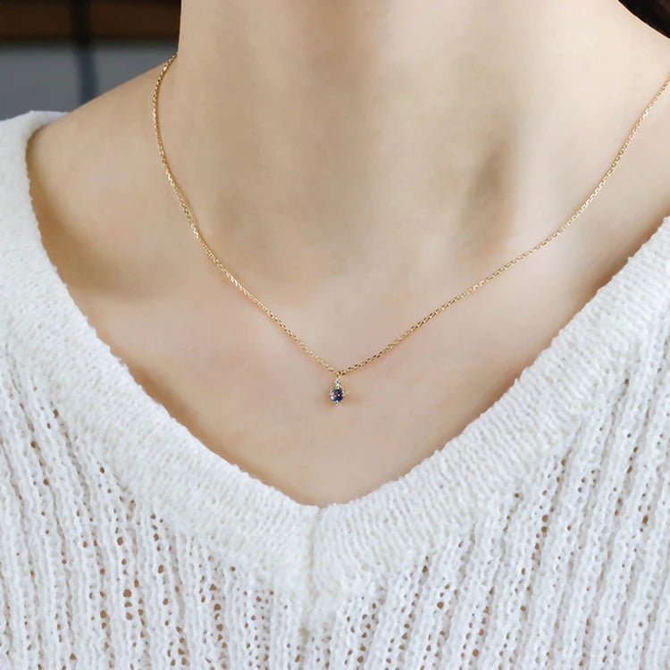 Emotional Factory 925 Sterling Silver 14K Gold Plated Gemstone Zircon Beaded Crown Tanzanite Necklace