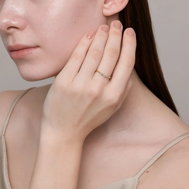 Emotional Factory 925 Sterling Silver 14K Gold Plated Gem Stone Gemstone Cz Zircon Star Paired Ring