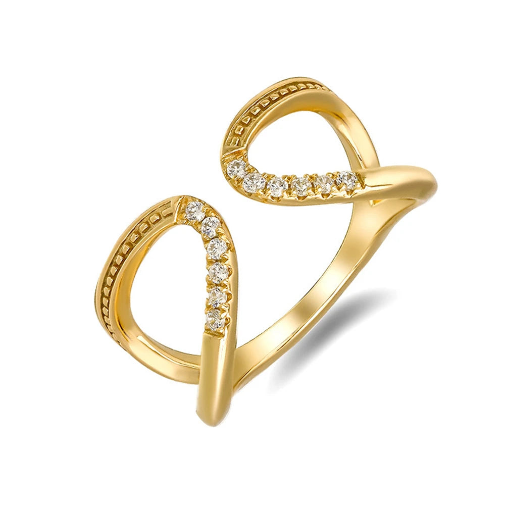 Emotional Factory 925 Sterling Silver 14K Gold Plated Retro  Cz Zircon Line Butterfly Shaped Ring