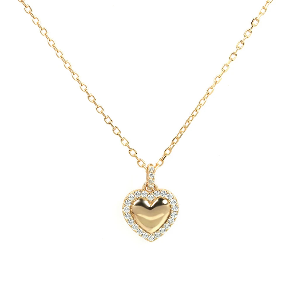 Emotional Factory Jewelry 925 Sterling Silver 14K Gold Plated Zircon Heart Love Necklace