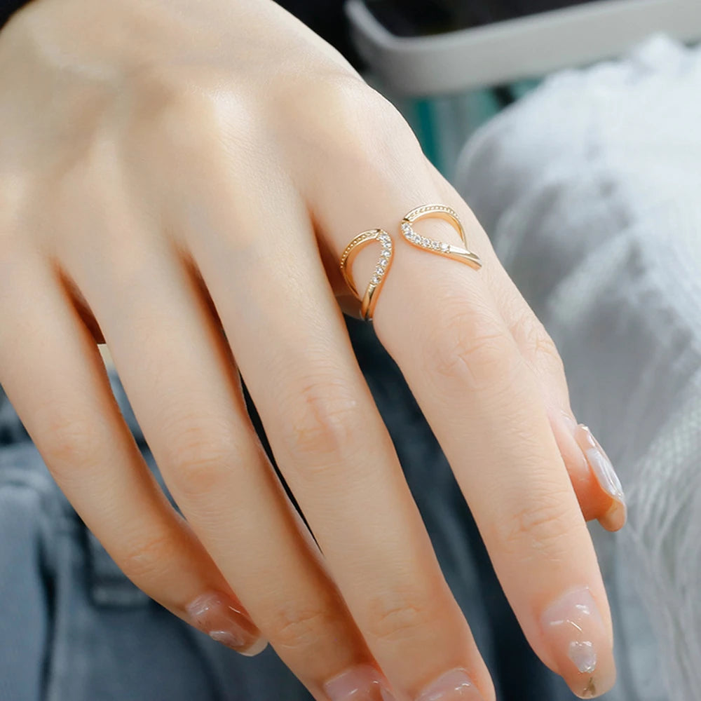 Emotional Factory 925 Sterling Silver 14K Gold Plated Retro  Cz Zircon Line Butterfly Shaped Ring