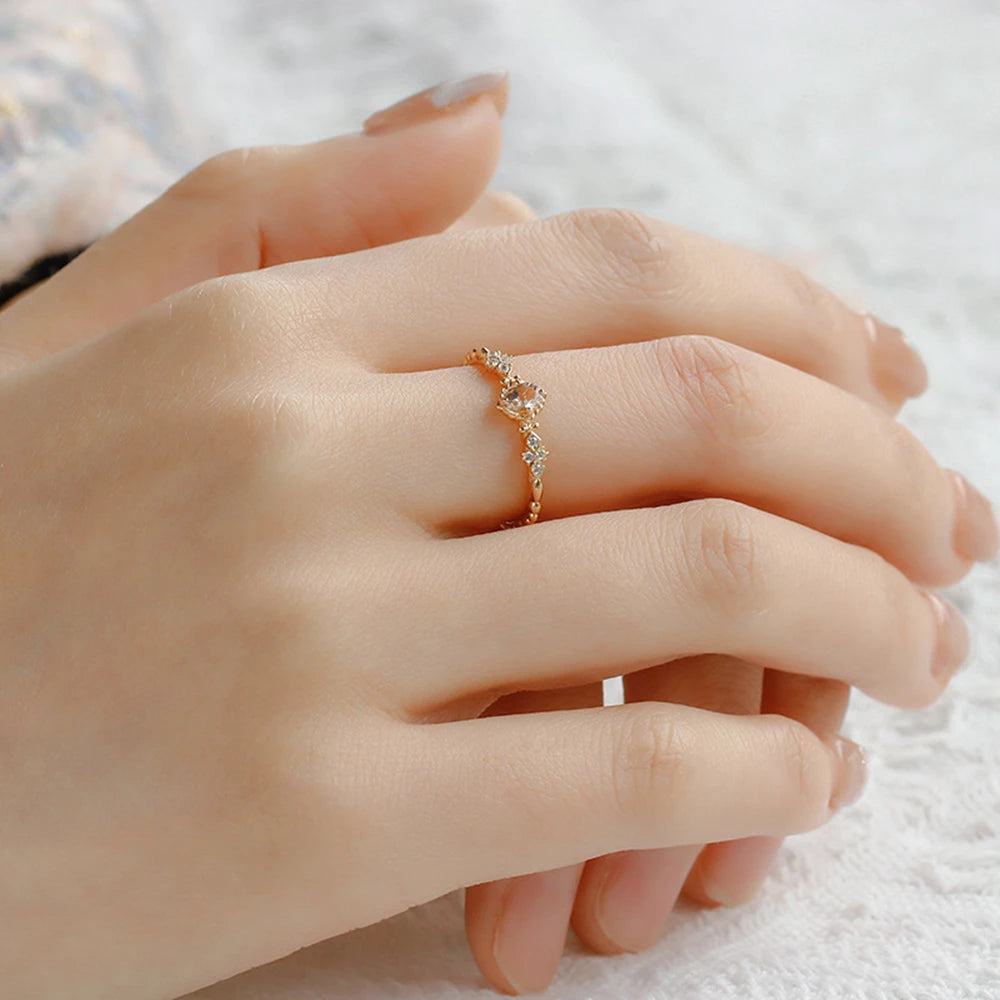 Anillos Para Matrimonio  925 Sterling Silver 14K Gold Plated Gemstone Cz Zircon Retro Hollow Flower Pink Beryl Morganite Ring