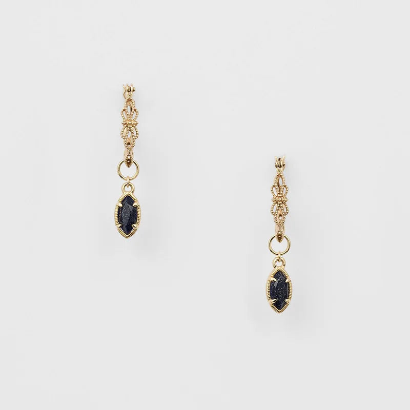 Emotional Factory 925 Sterling Silver 14K Gold Plated Gemstone Elegant Starry Sky Eyes Natural Blue Labradorite Earrings