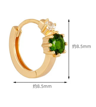 Emotional Factory 925 Sterling Silver 14K Gold Plated Gemstone Topaz Custom Stone Tonne Huggie Earrings