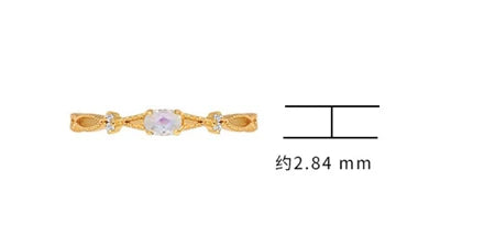 925 Sterling Silver 14K Gold Plated Gemstone Zircon Natural Moonstone Slim Ring